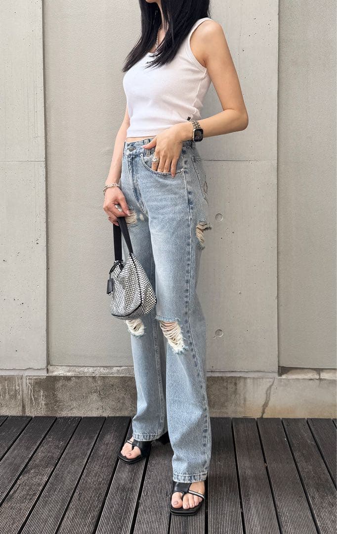 【 MIRROR9 】ダメージデニムパンツ 新品 未開封