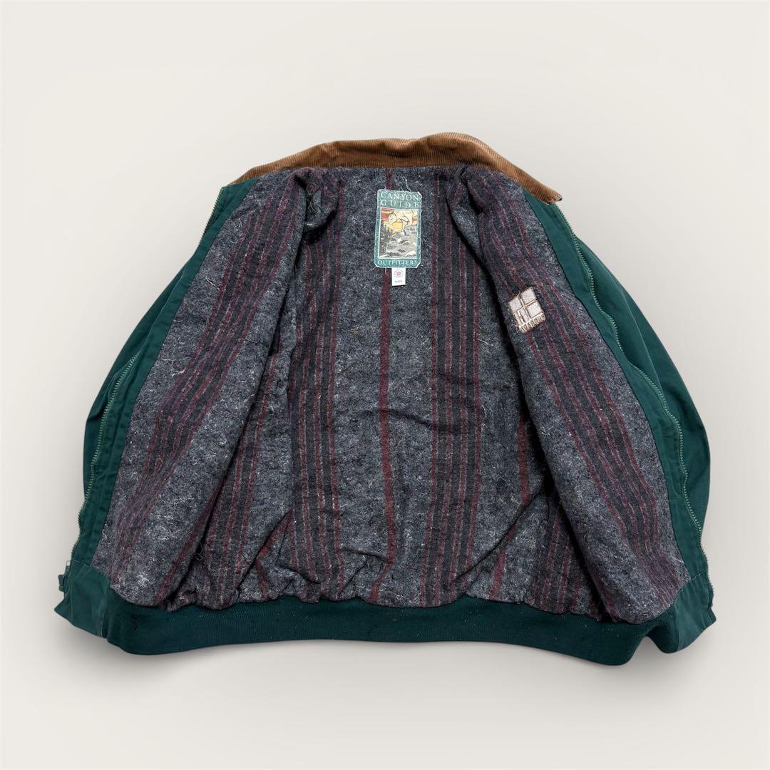 90s USA製CANYON GUIDE ダックジャケットXL刺繍 深緑企業ロゴ