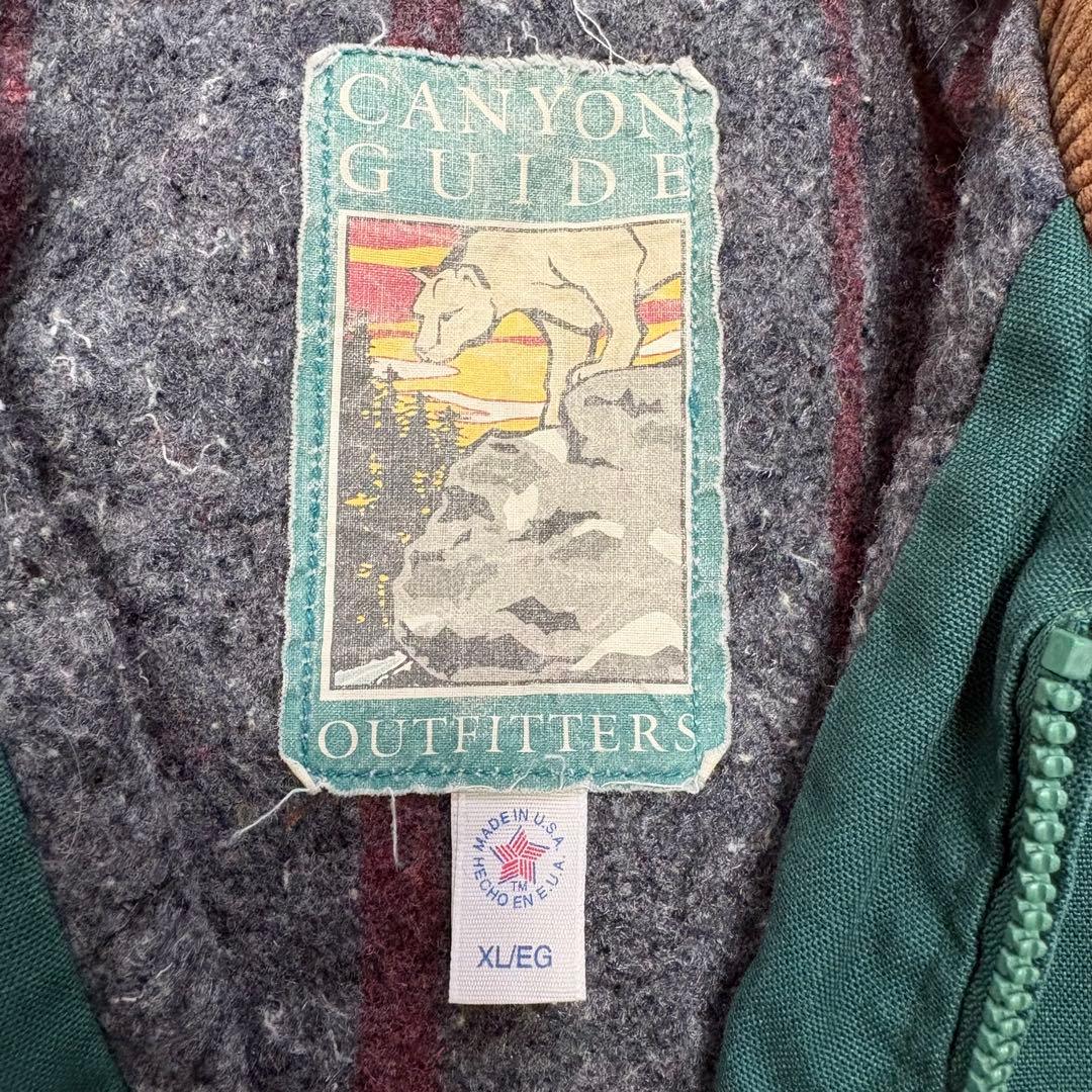 90s USA製CANYON GUIDE ダックジャケットXL刺繍 深緑企業ロゴ
