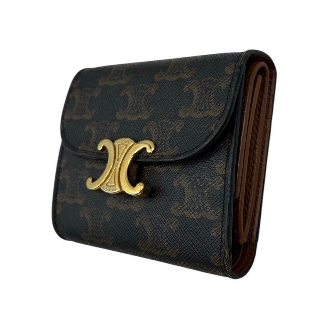 CELINE　スモールフラップウォレットトリオンフ　トリオンフキャンバス　タン