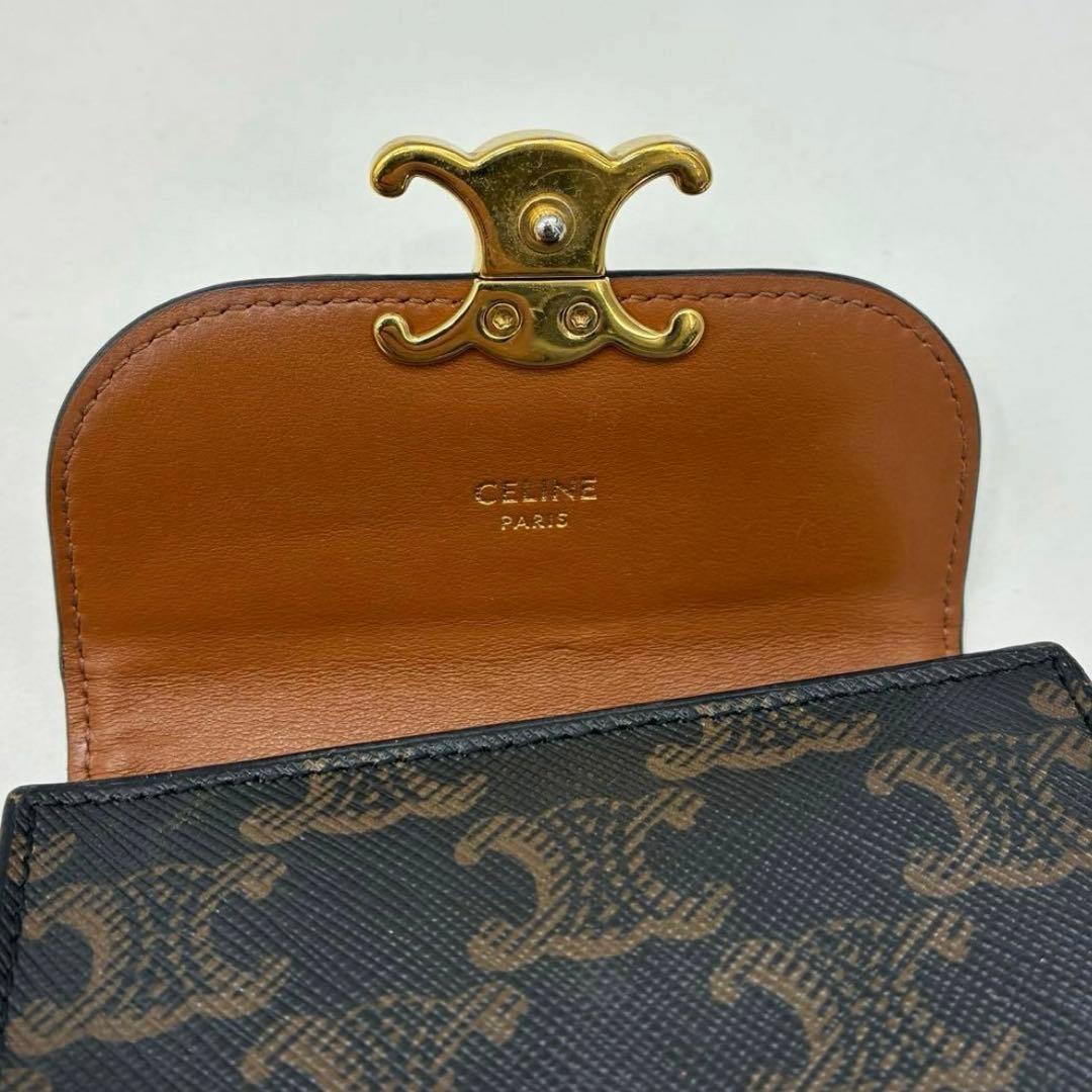 CELINE　スモールフラップウォレットトリオンフ　トリオンフキャンバス　タン