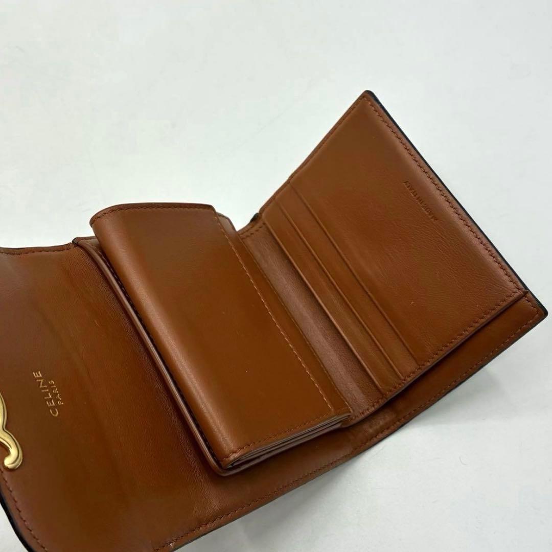 CELINE　スモールフラップウォレットトリオンフ　トリオンフキャンバス　タン