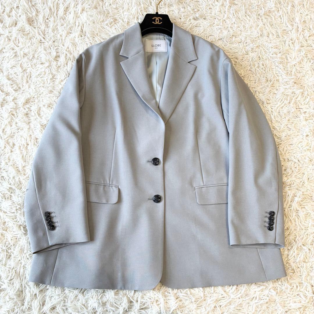 極美品 24SS スローブイエナ ドライポリボクシージャケット グレー 36