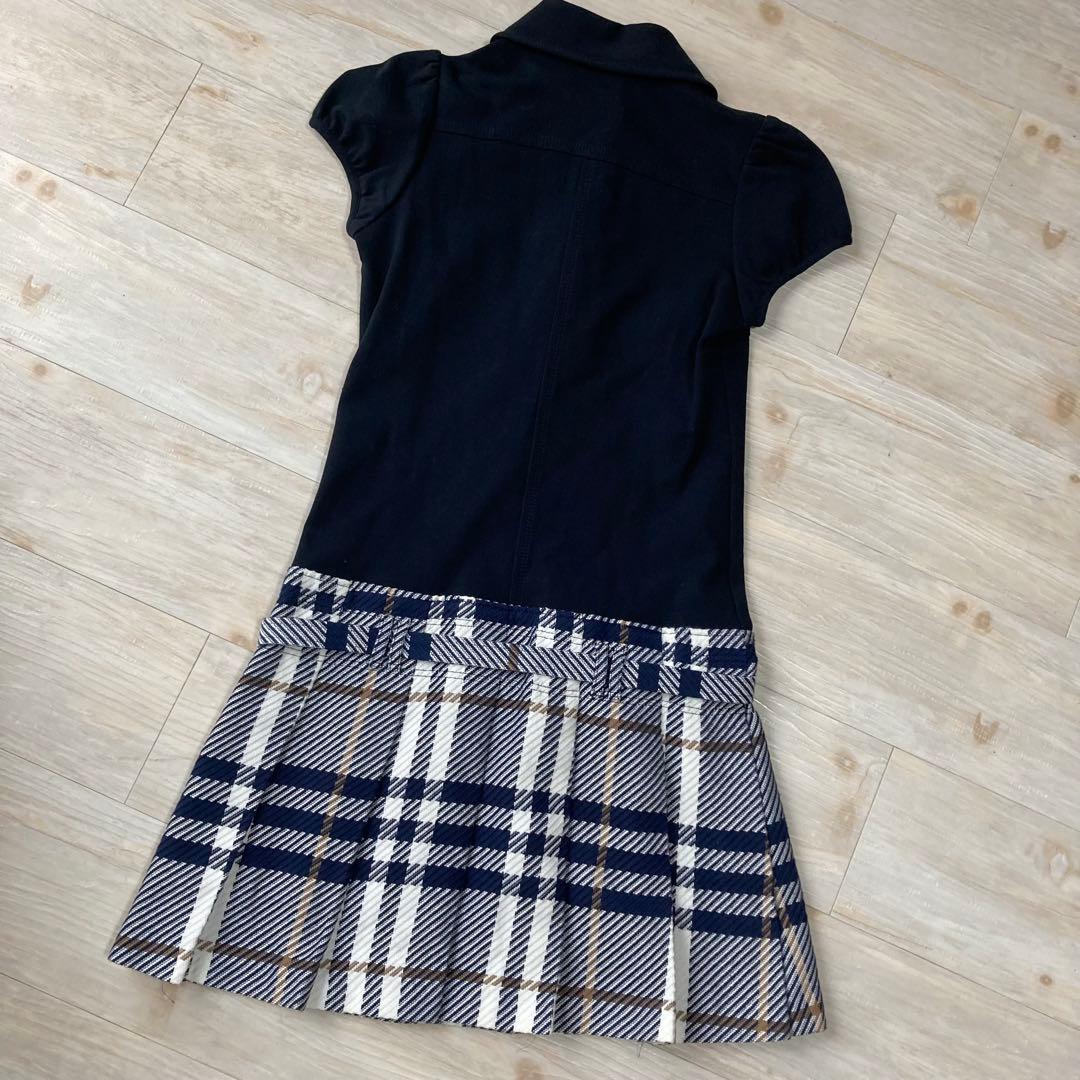 《美品》バーバリーブルーレーベル ノバチェック プリーツワンピース 切り替えし