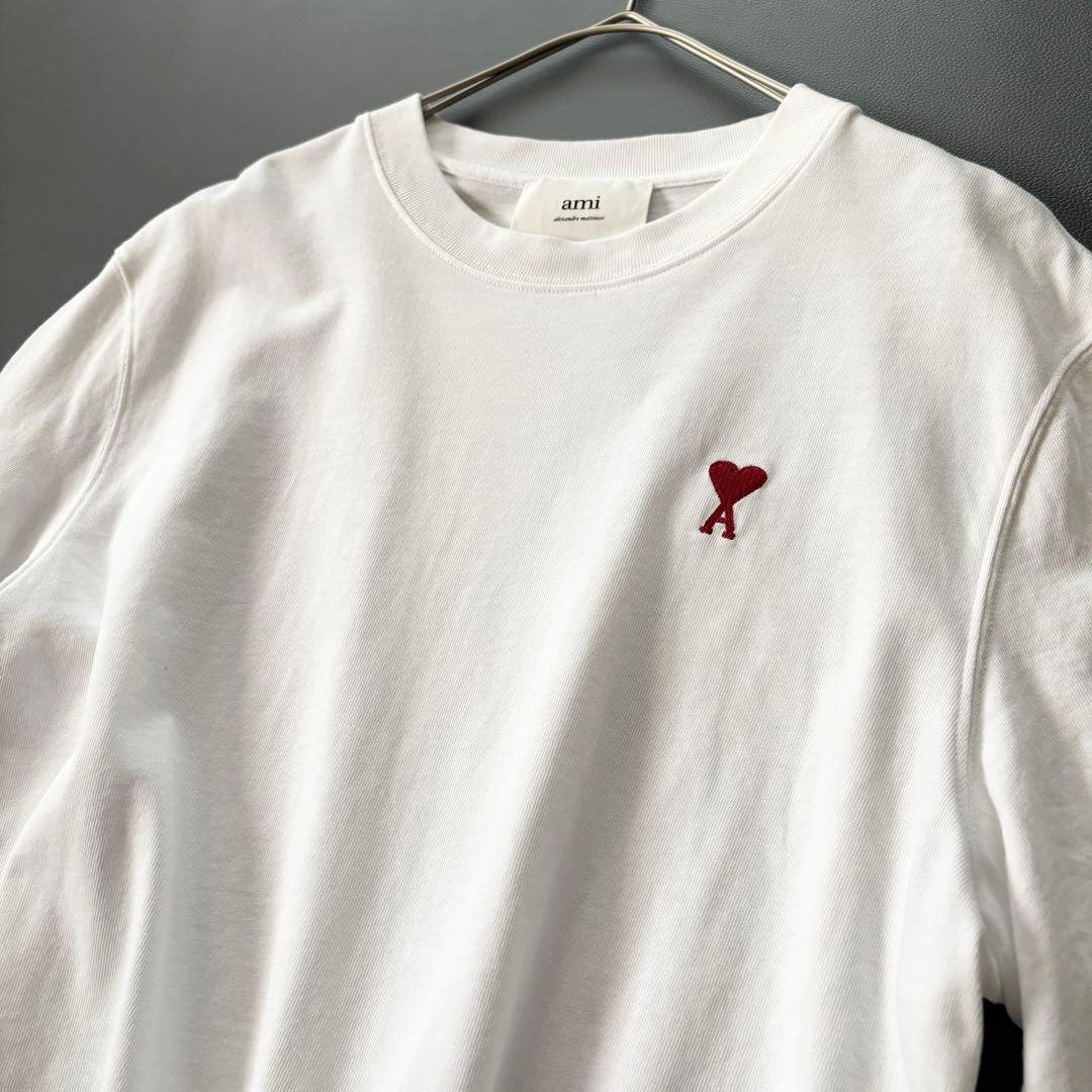 ami parisアミパリス Tシャツ xs ハートロゴ刺繍 白 QR付き