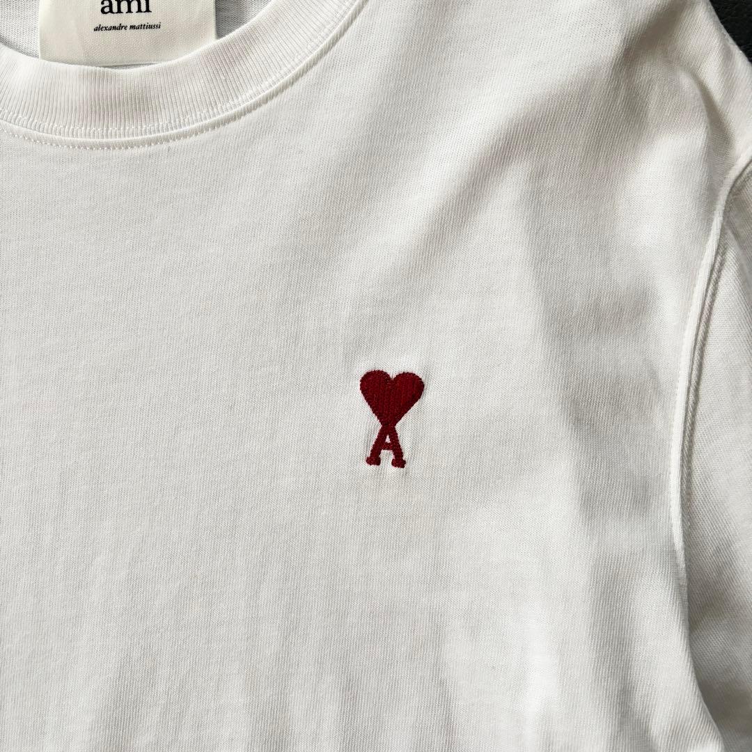 ami parisアミパリス Tシャツ xs ハートロゴ刺繍 白 QR付き