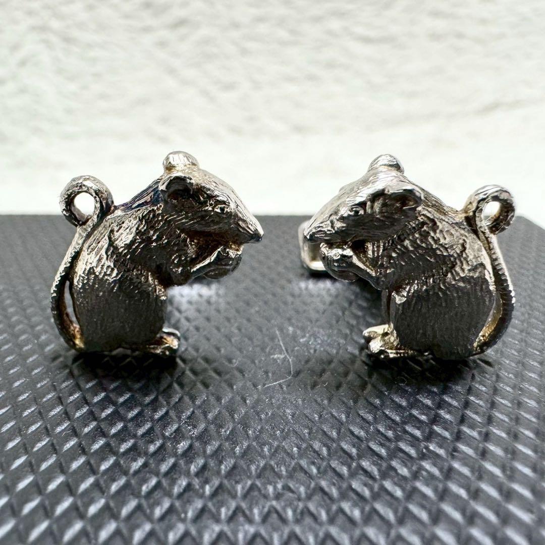 箱付 美品✨ Dunhill ダンヒル ねずみ カフスボタン メンズ