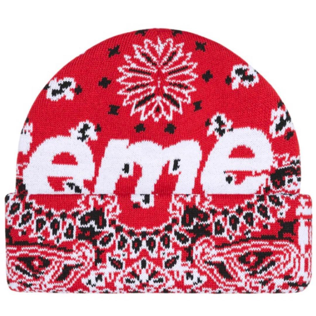 Supreme Big Logo Beanie 赤バンダナ