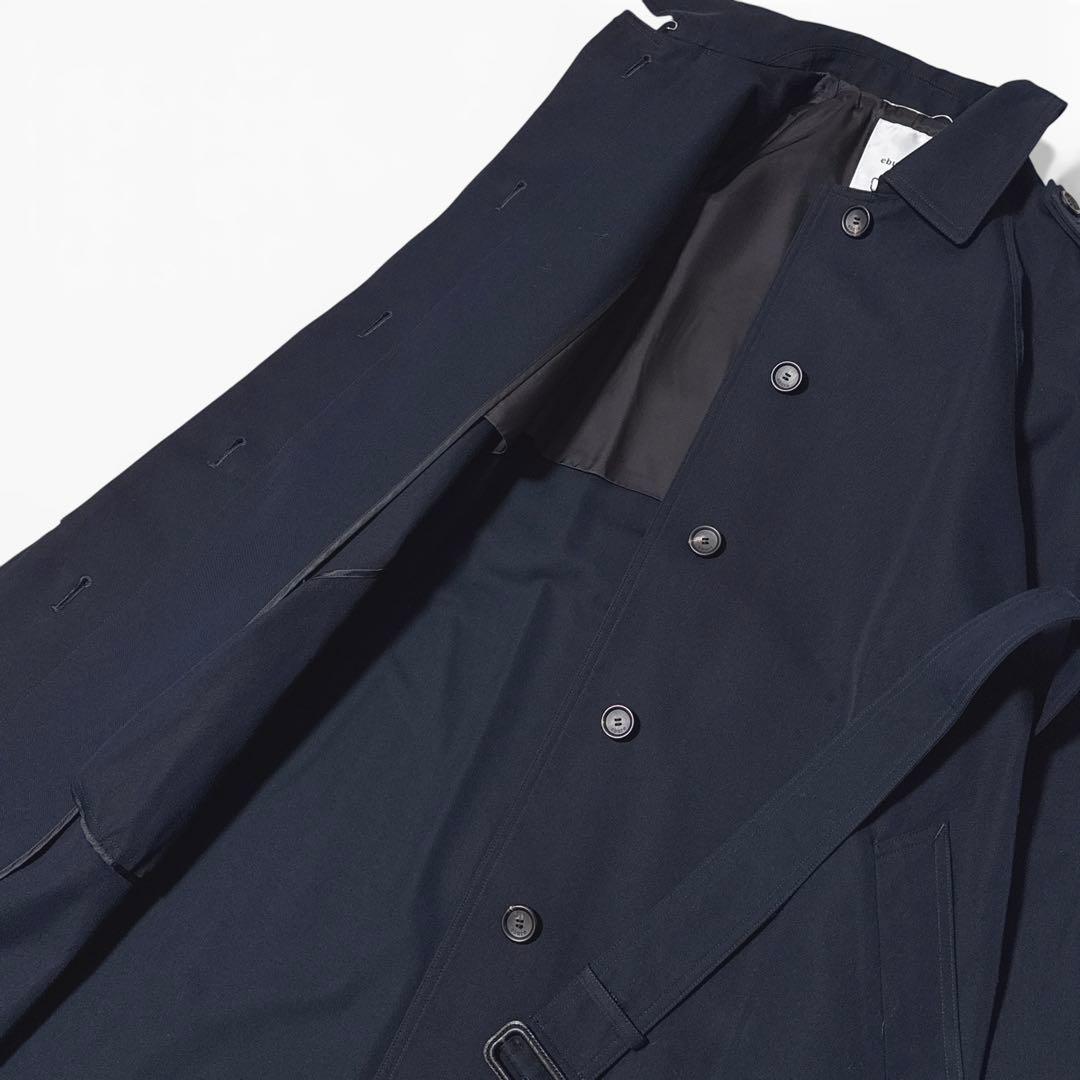 極美品✨️定価10万　エブール　コットンシルクシャンブレーステンカラーコート　濃紺