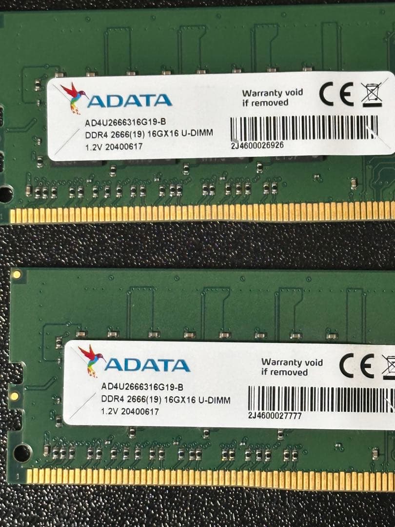 ADATA DDR4-2666 32GB(16GB×2) 動作未確認