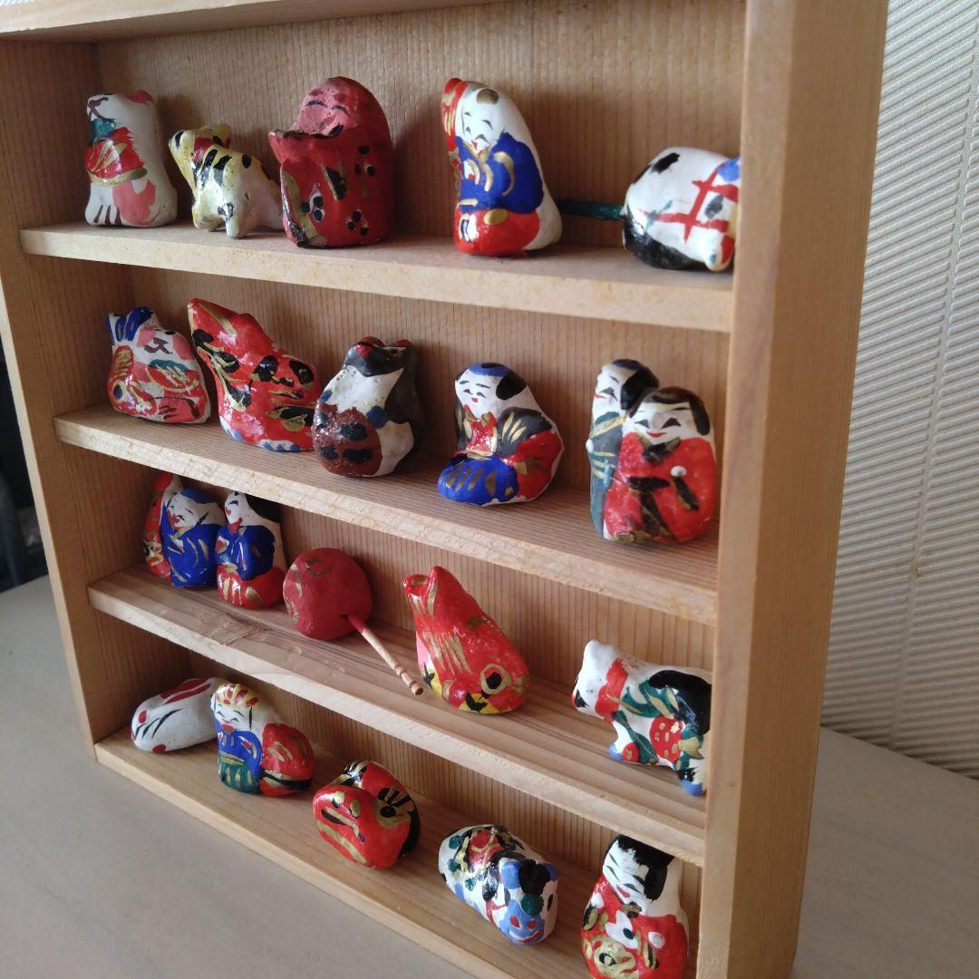 郷土玩具つまみ人形 宮内ふさ作木製箱入りセット