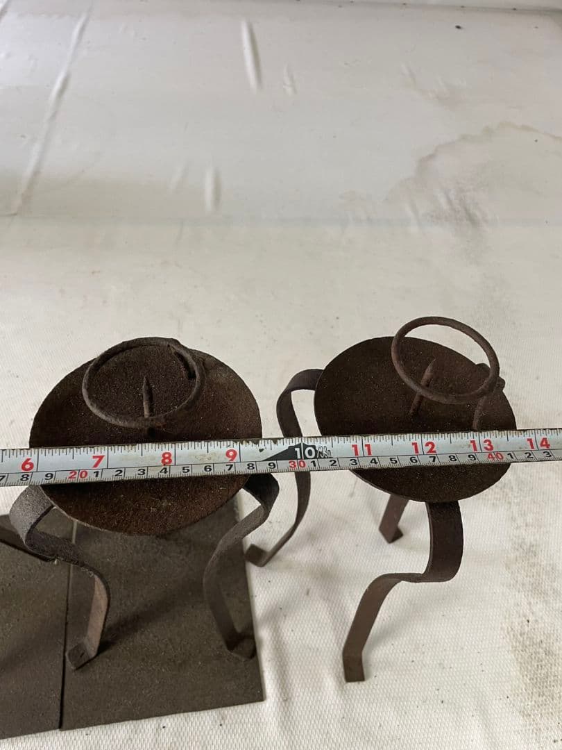 時代　鉄製　燭台スタンド 3点セットss2