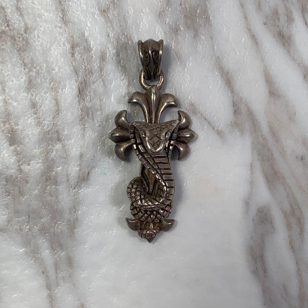 アクセサリー vintage silver925 snake cross pendant