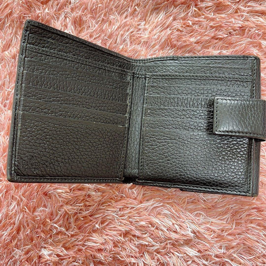GUCCI グッチ　財布　二つ折り財布　折り財布　ウォレット　ブラック　ゴールド