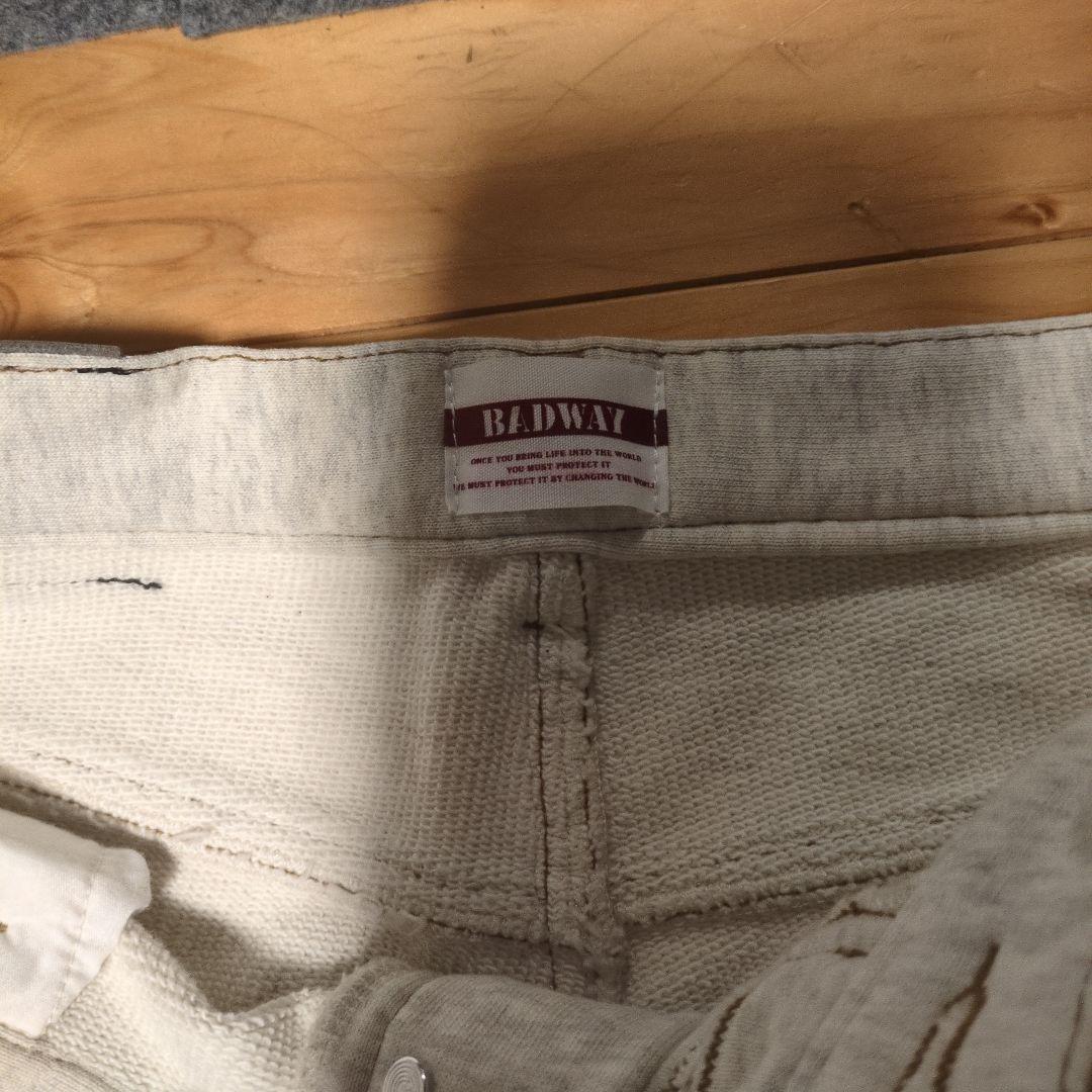BADWAY ダメージ加工 グレー パンツ スウェット生地 新品