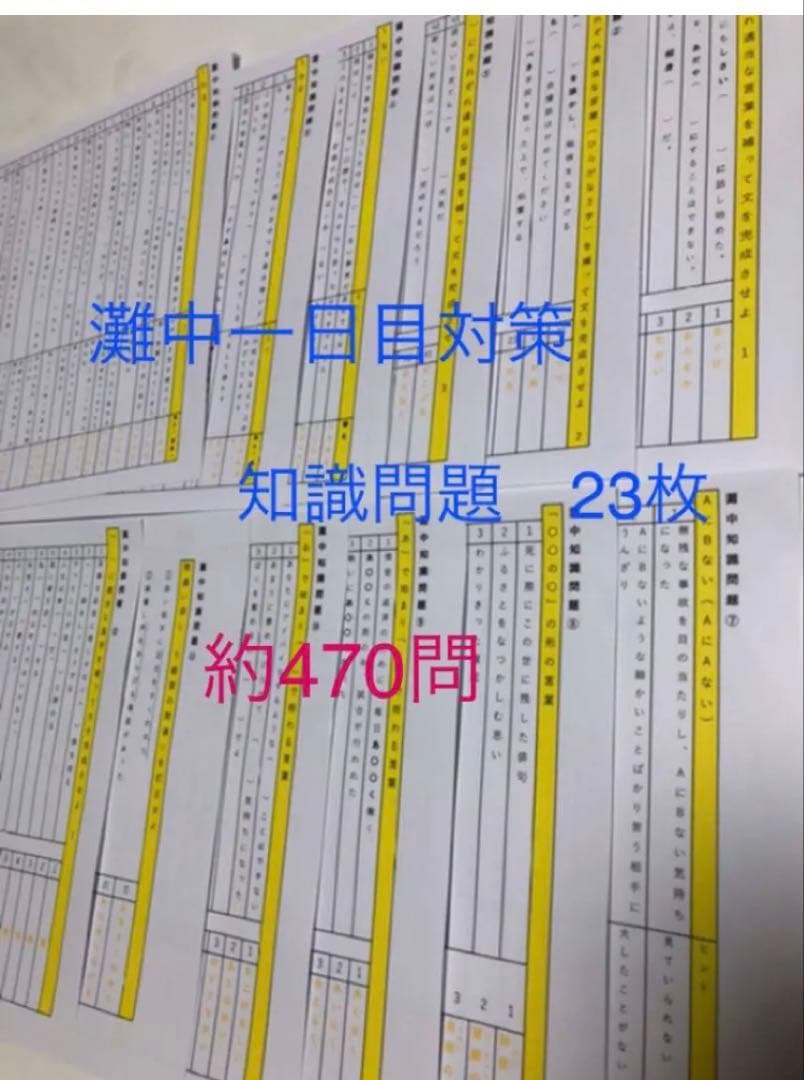 roo　灘中　中学受験　国語 1日目対策資料　4セット