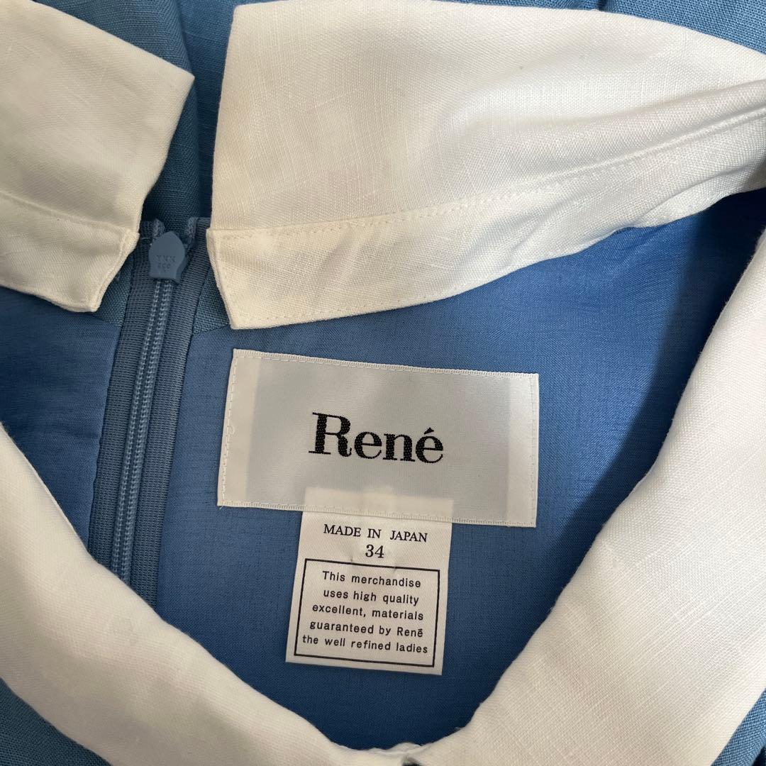 ルネ rene 34 リネン　洗える　フリル　ワンピース