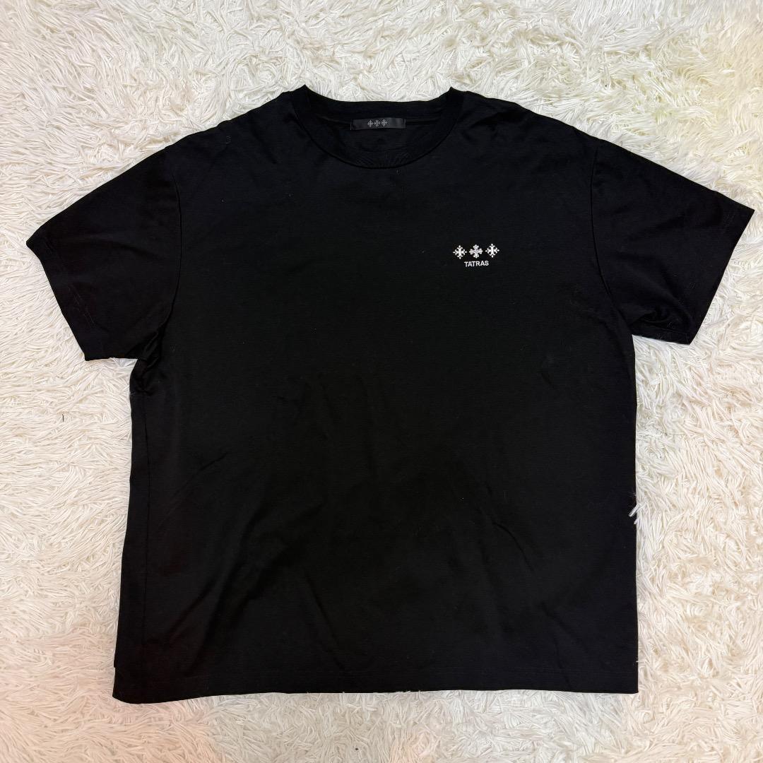 【美品】TATRAS ロゴ刺繍 Tシャツ ブラック 04サイズ XL
