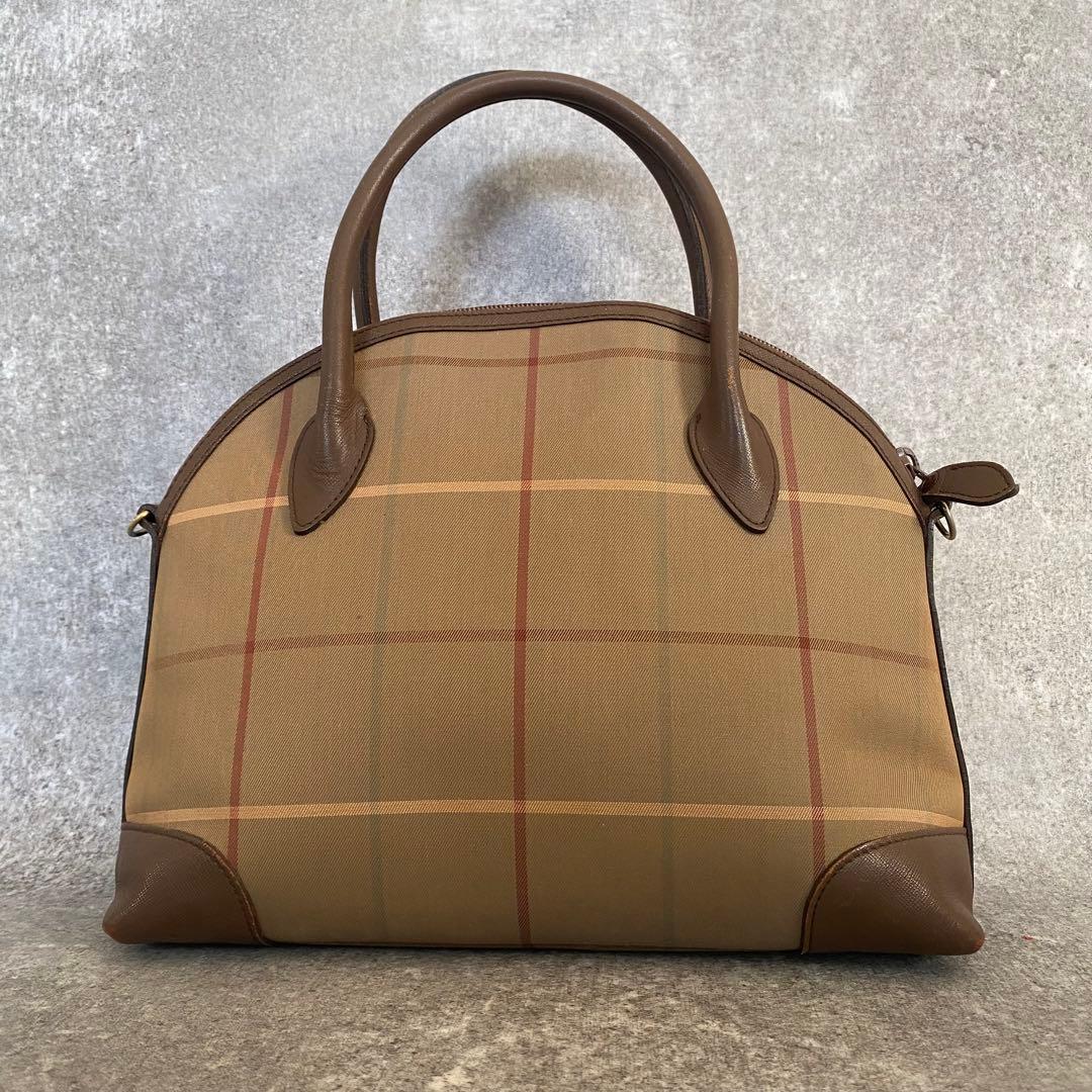 バーバリー　トートバッグ　2way ノバチェック　タマムシ　キャンバス　レザー