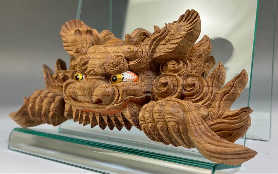 【木彫　獅噛】だんじり　魔除け　社寺彫刻　宮彫り　山車　悪疫を噛み砕く