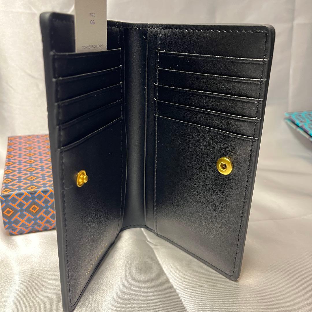 新品 TORY BURCH ブラックキルティング 二つ折り財布 箱＋ショッパー付