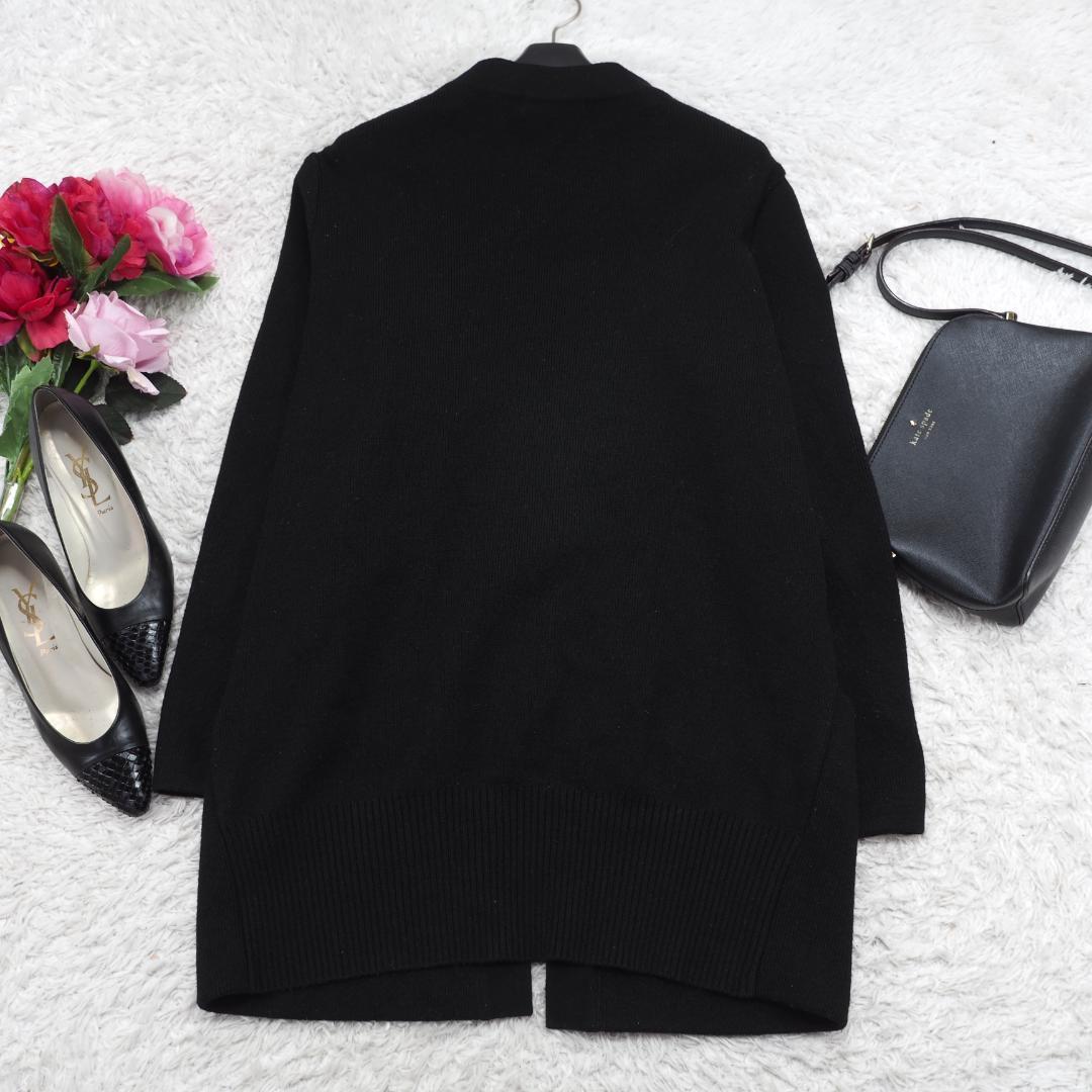 G9676*Rene ルネ☆ロングカーディガン☆黒☆36☆ウール☆Vネック上品.