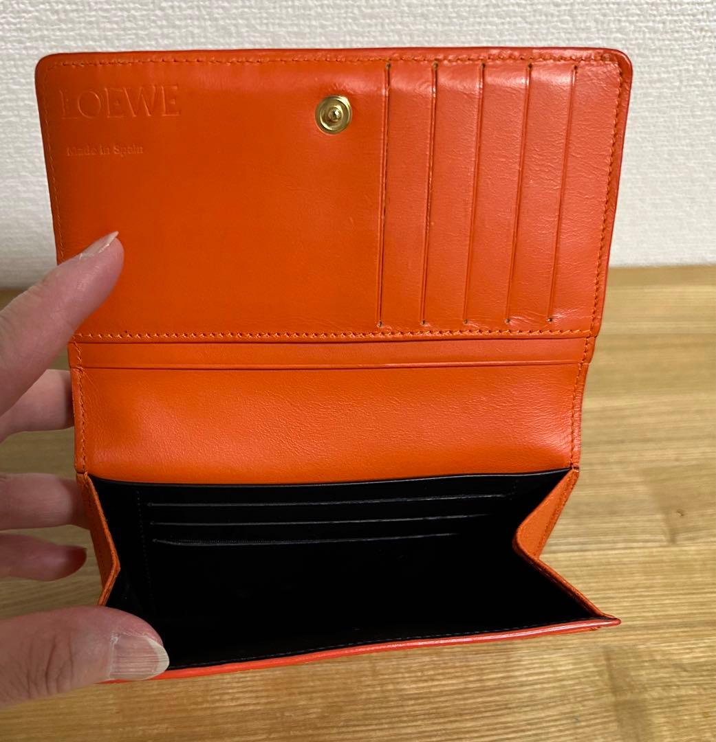 ロエベ　アナグラム　リネン　二つ折財布
