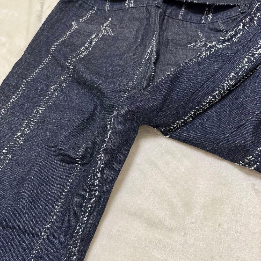 Ameri アメリ NEEDLE STRIPE DENIM PANTS 25 Ｍ