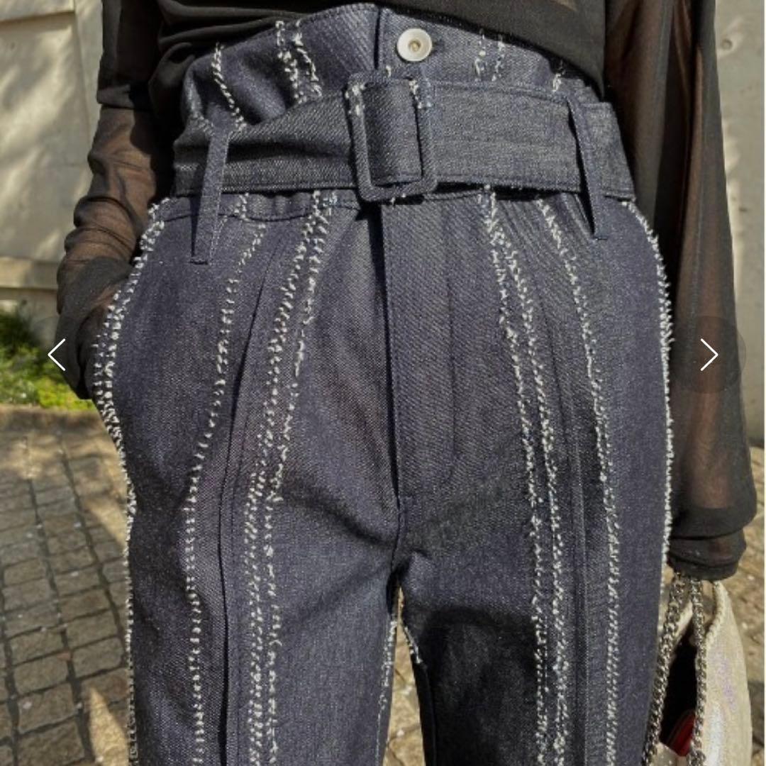 Ameri アメリ NEEDLE STRIPE DENIM PANTS 25 Ｍ