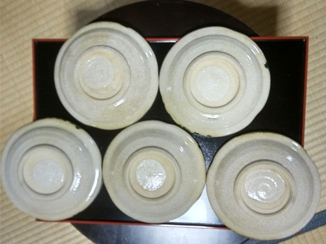 織部焼 皿 五枚セット 　　　わさびになります