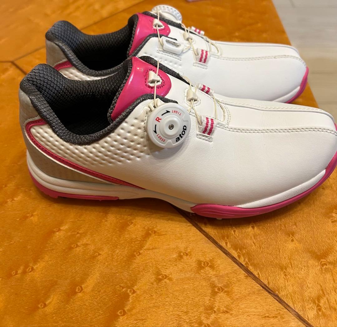 axel golf レディース　ゴルフシューズ　白×ピンク22.5cm